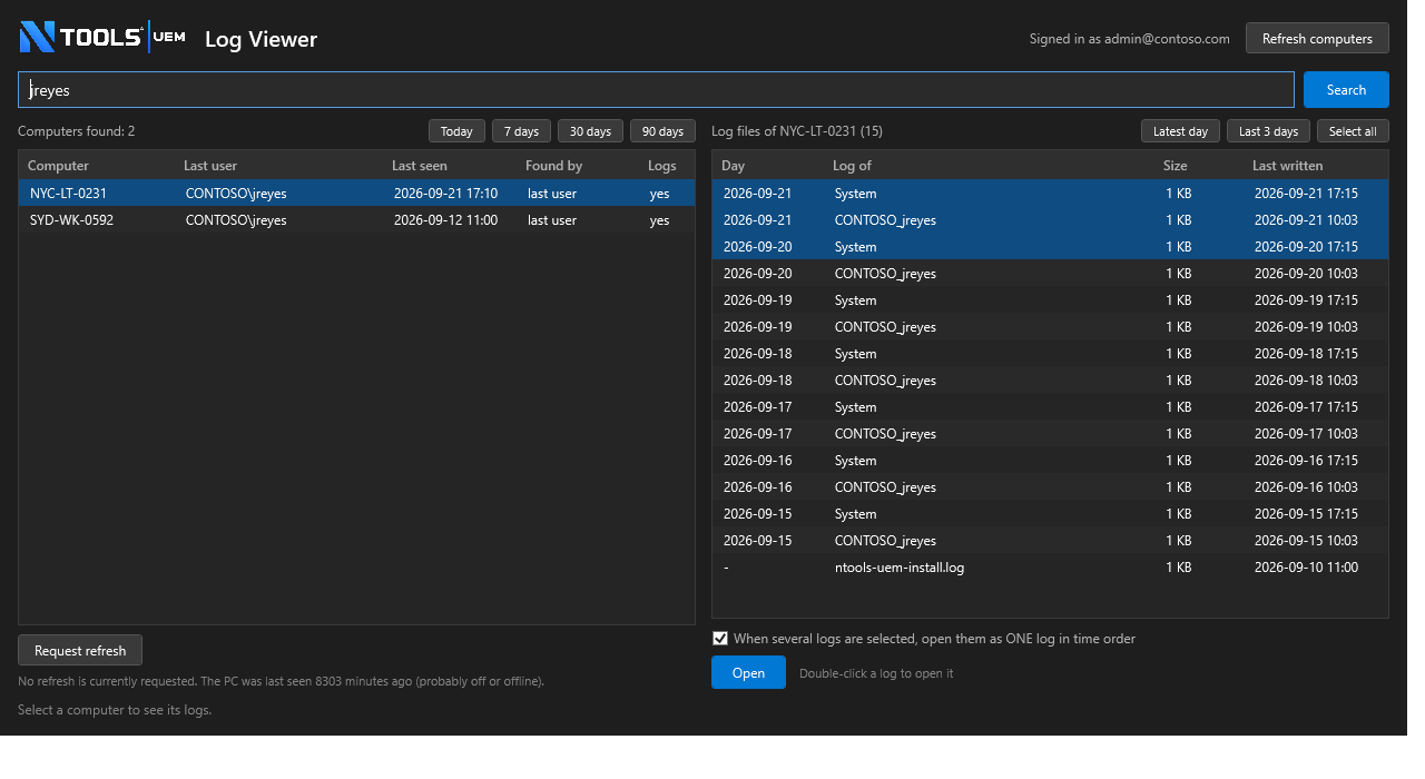 nTools - UEM Log Viewer screenshot